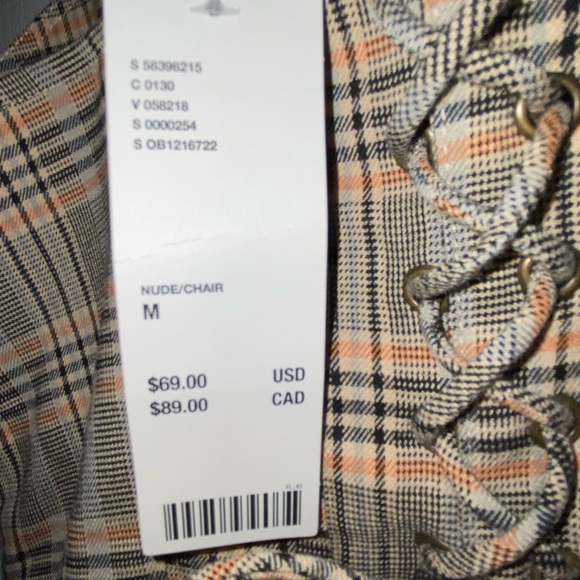 URBAN OUTFITTERS KENSIE PLAID LACE-BACK MINI DRESS - Picture 4 of 4